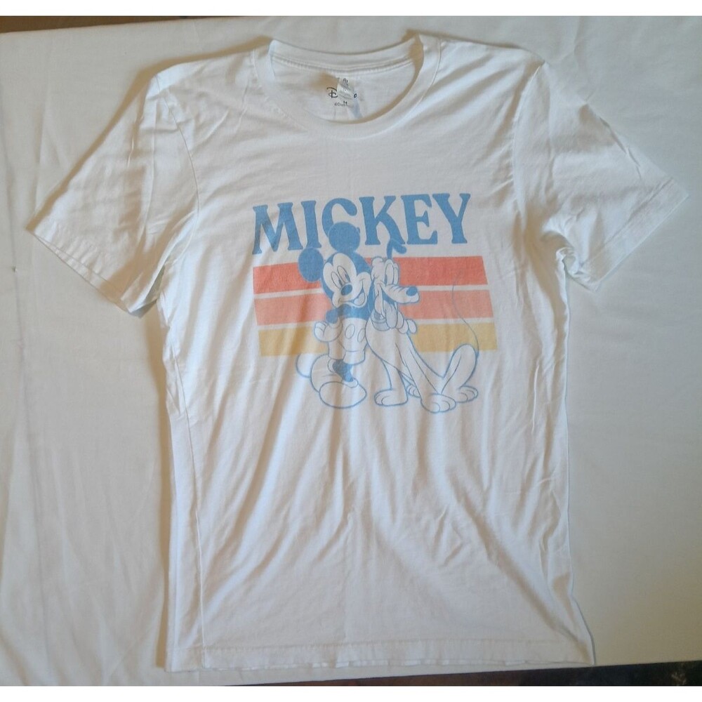 Mickey Mouse T-Shirt, White, Size Med, Mickey And Pluto NWOT